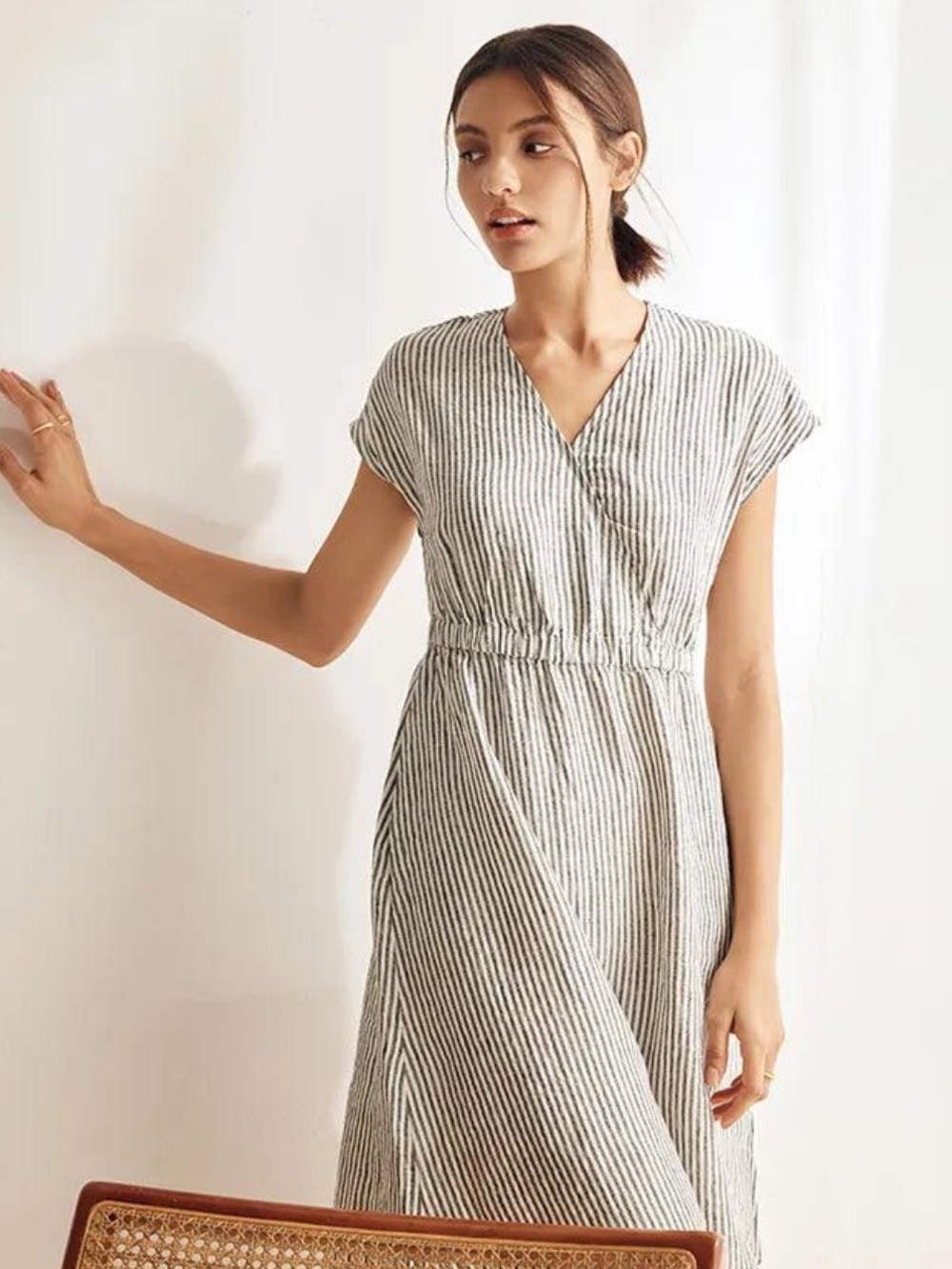 Lintico 100% Linen Striped Dress ARIA Size Large